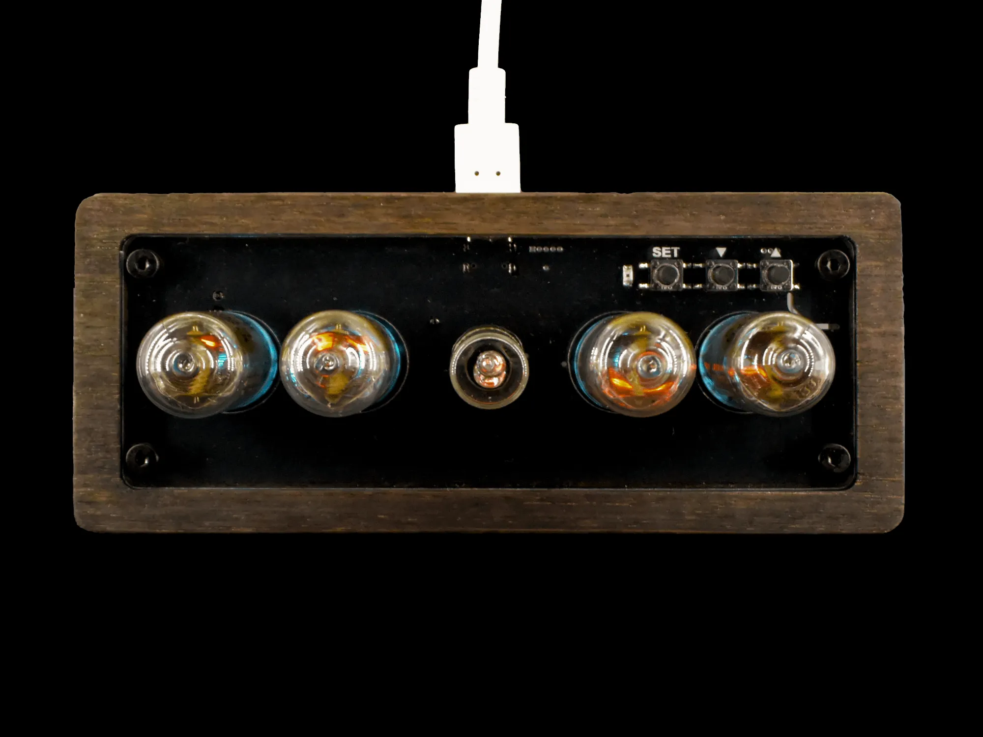 NIX4 Nixie Tube Clock - Ebonised Finish Top Front