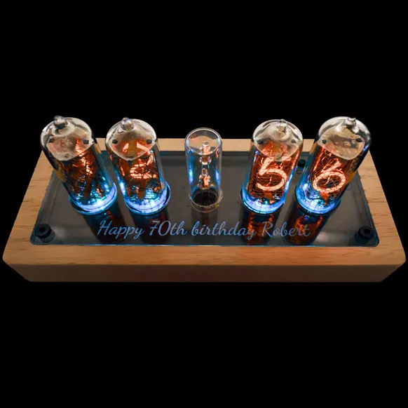 Your words, brought to life with precision laser engraving.
Our new live preview tool lets you customise your NIX labs Nixie clock in real time befor