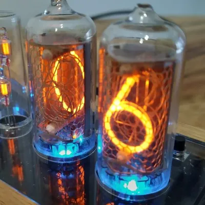 Close up picture of the structure of a nixie tube