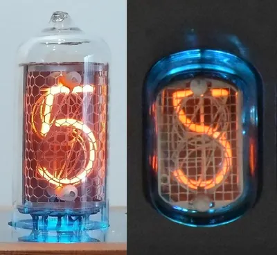 Close up picture of the structure of a nixie tube